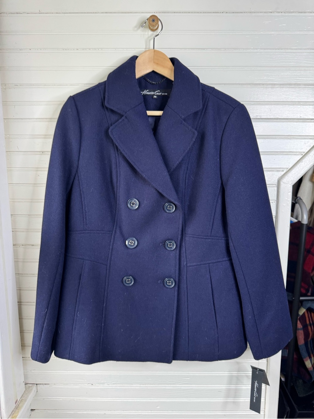 Kennith Cole Navy Double-Breasted Peacoat 14P